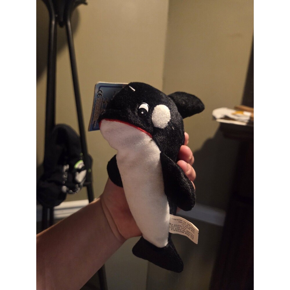Imperial Toy Corp Pebble Pets Orca Killer Whale Beanbag Plush Vintage 8"